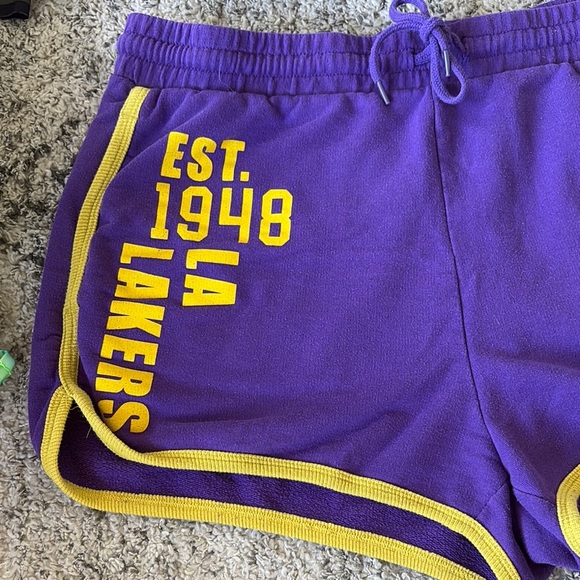 NBA Purple and Yellow LA LAKERS Athletic Shorts - Picture 2 of 4